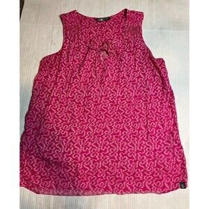 The North Face Women's Blouse L Slveless Hot Pink Ikat Print Sheer Boho Gorpcore